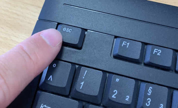 Escape key on a keyboard